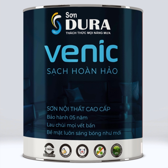 Venic sạch hoàn hảo - Sơn nội thất cao cấp chùi là sạch 5L