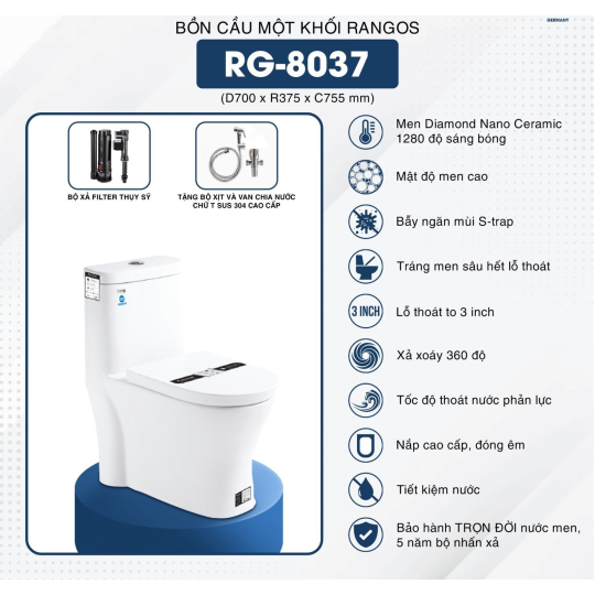 BỒN CẦU MỘT KHỐI RANGOS RG-8037