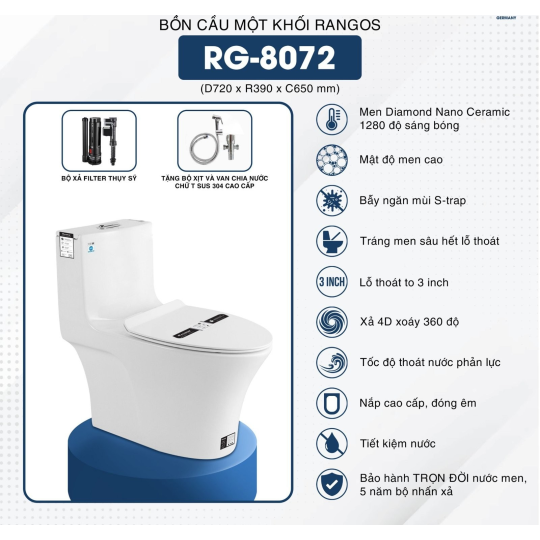 BỒN CẦU MỘT KHỐI RANGOS RG-8072