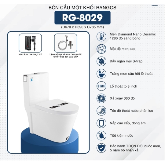 BỒN CẦU MỘT KHỐI RANGOS RG-8029