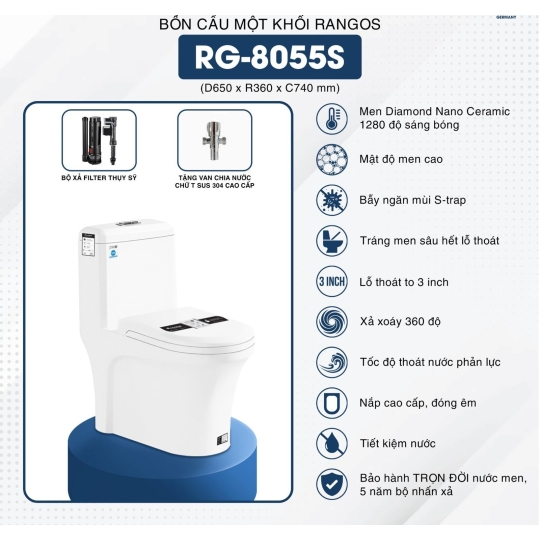 BỒN CẦU MỘT KHỐI RANGOS RG-8055S