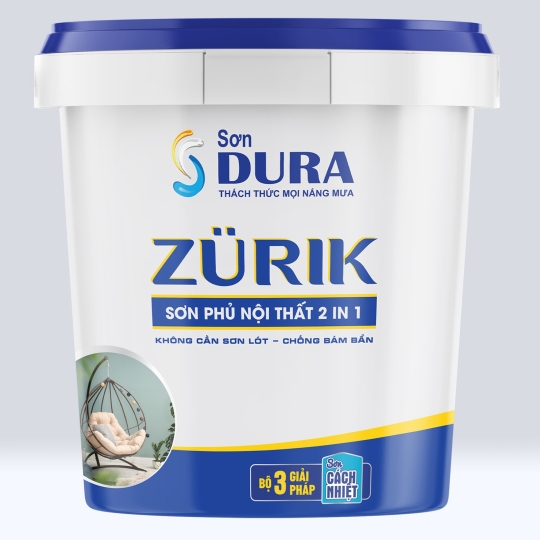 Zurik 2IN1 - Sơn Chống Bám Bẩn không cần lót, Lau chùi vết bẩn, Chống nấm mốc & rong rêu 5L