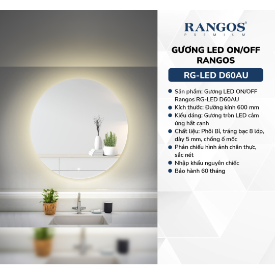 GƯƠNG LED ON/OFF RANGOS RG-LED D60AU