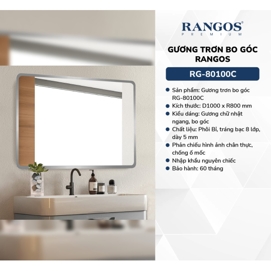 GƯƠNG TRƠN BO GÓC RANGOS RG-80100C