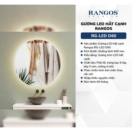 GƯƠNG LED HẮT CẠNH RANGOS RG-LED D60